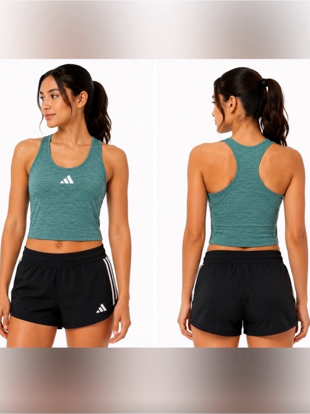 adidas Women's Teal Racerback Bra Tank Top Cropped Long Line NWOT